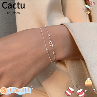 Cactu กําไลข้อมือเงินแท้ 925 ประดับโซ่ หรูหรา เหมาะกับงานปาร์ตี้วันเกิด สําหรับผู้หญิง