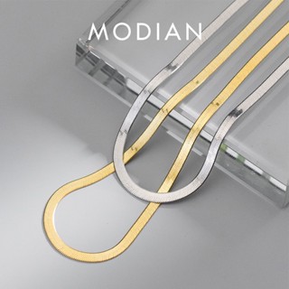 Modian สร้อยคอโซ่เงินแท้ 925 รูปงู 36+5.5 ซม. ซ้อนกันได้ เครื่องประดับ สําหรับผู้หญิง