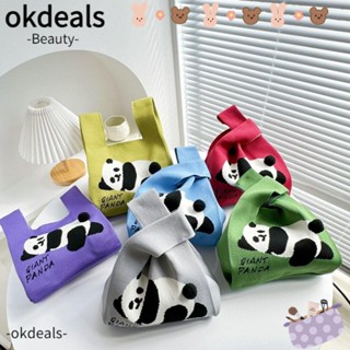 OKDEALS กระเป๋าถือลําลอง ผ้าถัก แฮนด์เมด