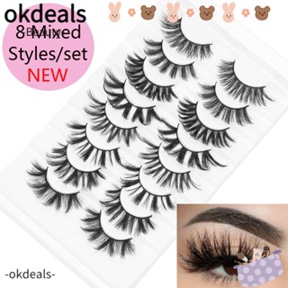 OKDEALS Skonhed ขนตาปลอม ขนมิงค์ธรรมชาติ 3D 8 คู่