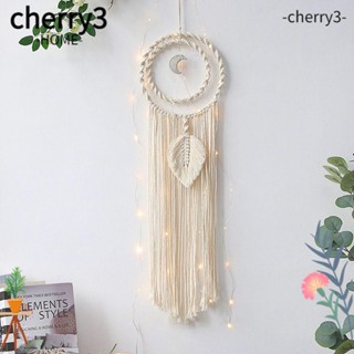 Cherry3 พรมถักนิตติ้ง แฮนด์เมด สไตล์นอร์ดิก สําหรับแขวนตกแต่งผนัง งานแต่งงาน รอมฎอน|เครื่องรางดักฝัน รูปดาว ดวงจันทร์ สําหรับตกแต่งบ้าน