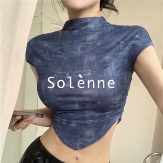 Solenne  เสื้อครอป เสื้อยืดผู้หญิง ครอป baby tee สาวเรโทร 2023 NEW Style รุ่นใหม่ ทันสมัย Korean Style ทันสมัย A29J1HX 36Z230909