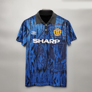 เสื้อกีฬาแขนสั้น ลายทีมชาติฟุตบอล Man U Away 92-93 ชุดเยือน สไตล์เรโทร