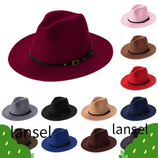 Lansel Felt Fedora หมวก ผ้าสักหลาด พร้อมหัวเข็มขัด สําหรับผู้ชาย และผู้หญิง