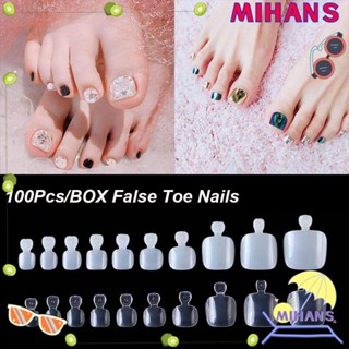 Mih เล็บปลอม แบบใส ธรรมชาติ สําหรับต่อเล็บเท้า 100 ชิ้น