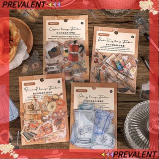 PREVA สติกเกอร์ ลาย Kawaii Journal Coffee สไตล์วินเทจ สําหรับติดตกแต่งโทรศัพท์มือถือ ขนมปัง 40 ชิ้น