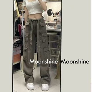 Moon  กางเกงขายาว คาร์โก้ กางเกง เชือกอเมริกันคลาสิค Cargo pants 2023 NEW 072527 Unique สไตล์เกาหลี ins High quality A90M0AU 36Z230909