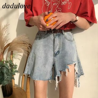 DaDulove💕 New American Ins High Street Raw Edge Ripped Denim Shorts Niche High Waist A- line Pants Hot Pants