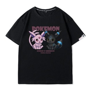 [ขายด่วน]！ เสื้อยืดแขนสั้น Pokemon เสื้อผ้าอะนิเมะอีบราฮิโมวิค Evolution Pokémon เสื้อยืดแขนสั้น ฤดูร้อน ใหม่