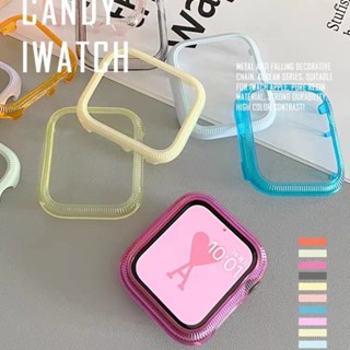 เคสนาฬิกาข้อมือ PC แบบแข็ง สีแคนดี้ สําหรับ Apple Watch SE Cover 8 7 6 5 4 41 มม. 40 มม. 44 มม. 38 มม. 42 มม. 45 มม.