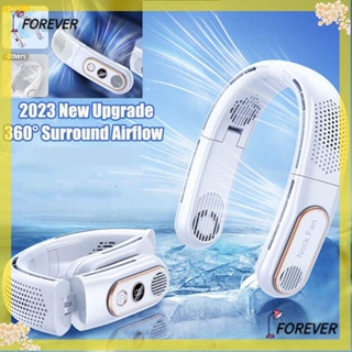 Forever ใหม่ พัดลมคล้องคอ ไร้ใบพัด 4000mAh ชาร์จ USB พับได้ แบบพกพา 4 มอเตอร์ สําหรับกลางแจ้ง