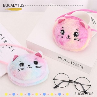 Eutus กระเป๋าสะพายไหล่ กระเป๋าถือ แบบนิ่ม ลายแมวน่ารัก สีรุ้ง สําหรับเด็ก