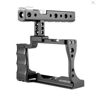 Fw Andoer Camera Cage + Top Handle Kit Aluminum Alloy with Cold Shoe Mount Compatible with  EOS M50 DSLR Camera