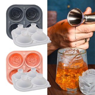 Rose Flower Ice Trays Ice Cube Mold Silicone Tray with Build-in Funnel Lid