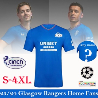 【พร้อมส่ง】เสื้อกีฬาแขนสั้น ลายทีมชาติฟุตบอล Rangers Home 23-24 ไซซ์ S-4XL ชุดเหย้า สําหรับผู้ชาย