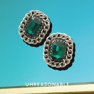 ต่างหู สีเขียว ต่างหูคลิป ต่างหูก้านเงินแท้ Unreasonable Accessories UA0310-03