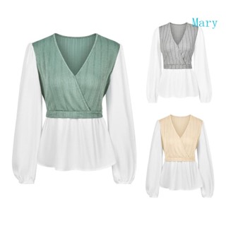 Mary เสื้อเชิ้ตแขนยาวลําลอง คอวี ทรงหลวม สีพื้น แฟชั่นฤดูใบไม้ร่วง สไตล์สตรีท สําหรับสตรี