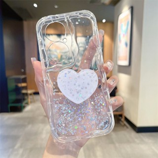 สําหรับ Xiaomi Poco F4 F3 F2Pro M3Pro Mi 13Pro Redmi Note10 5G Note12 Pro plus เคสโทรศัพท์มือถือ Soft TPU Case เคสมือถือ Luxury Glitter Wave เคสโทรศัพท์ใส กันกระแทก ปลอกซิลิโคน With Love Bracket