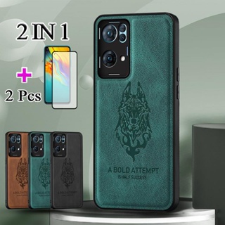 2 IN 1 เคสโทรศัพท์มือถือหนัง เซรามิค ป้องกันรอยหน้าจอ หรูหรา สําหรับ OPPO Reno 7 Pro 5G