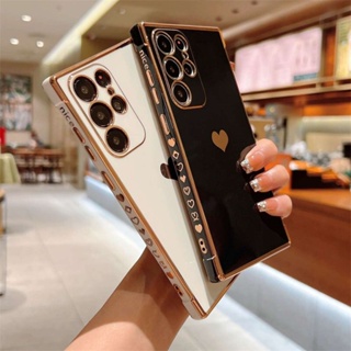 เคสโทรศัพท์มือถือแบบนิ่ม TPU กันกระแทก กันรอยเลนส์กล้อง ลายหัวใจ หรูหรา สําหรับ Samsung Galaxy S23 FE S23 S22 S21 Plus Ultra S20 S21 FE