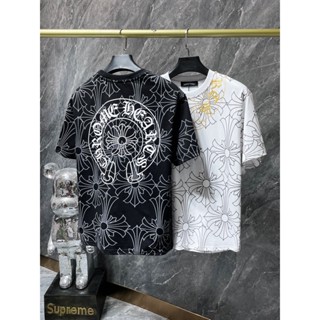 เสื้อยืดแขนสั้น พิมพ์ลายหัวใจ Chrome Hearts Cross Sanskrit สําหรับผู้ชาย และผู้หญิง