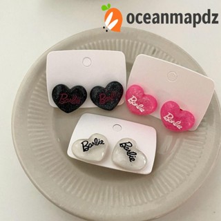 Oceanmapdz ต่างหูหัวใจรักตุ๊กตาบาร์บี้, ตัวอักษรเรซิน, อารมณ์เครื่องประดับอุปกรณ์คอสเพลย์ Pros กลิตเตอร์ปาร์ตี้