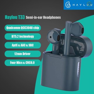 [DZ]Haylou T33 BT5.2 หูฟังเกมมิ่งไร้สาย Qualcomm QCC3040 aptX Adaptive ไมโครโฟนสี่ตัว CVC 8.0 ลดเสียงรบกวน