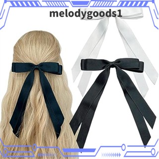 Melodygoods1 ริบบิ้นผม ผ้าไหมซาติน พร้อมพู่ยาว สองชั้น โบ กิ๊บติดผม เสน่ห์ กิ๊บติดผม ที่คาดผม ตะขอ ผู้หญิง เด็กผู้หญิง