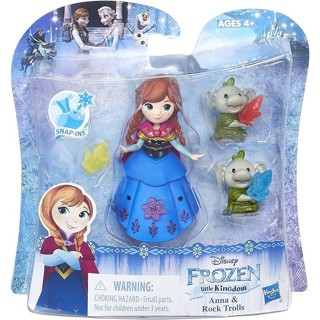 Hasbro ฟิกเกอร์ Disney Frozen Little Kingdom Anna &amp; Sven Snap-Ins สําหรับตกแต่งบ้าน