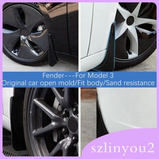 [szlinyou2] บังโคลนล้อรถยนต์ ทนทาน อุปกรณ์เสริม สําหรับ Tesla 4 ชิ้น