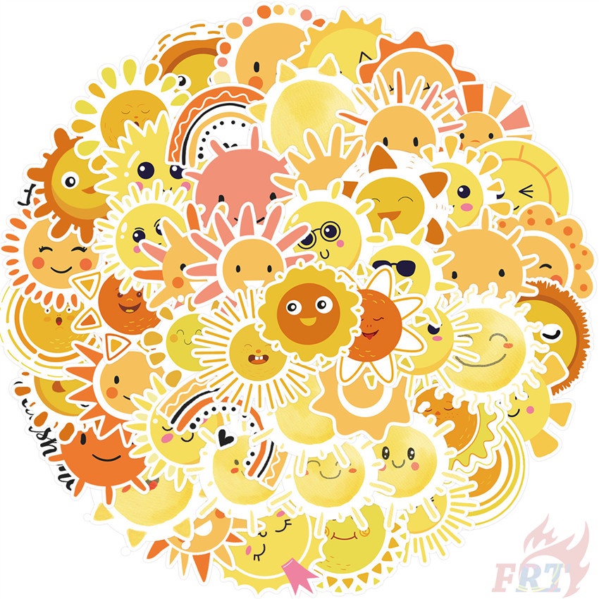 50Pcs/Set ❉ Q Funny Sun Emoji Series 01 Stickers ❉ DIY Fashion Waterproof Doodle Decals Stickers