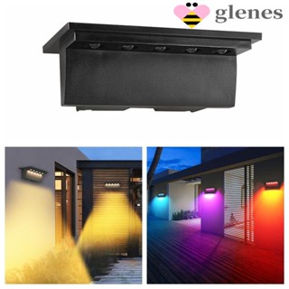 Glenes โคมไฟฉุกเฉิน LED 5 ดวง พลังงานแสงอาทิตย์ กันน้ํา สําหรับติดบันได กลางแจ้ง 2 ชิ้น