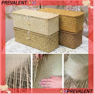 Preva ตะกร้าหวายสานเทียม ทรงสี่เหลี่ยม 3 ช่อง ขนาด 32x12x10 ซม. ทนทาน สําหรับจัดเก็บเครื่องสําอาง ของเล่น ขนมขบเคี้ยว