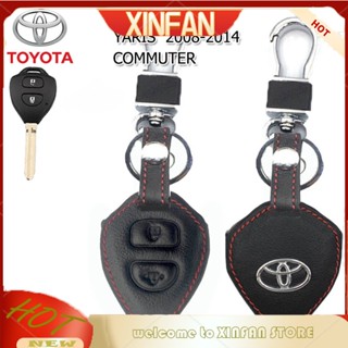 Xinfan Toyota VIOS / YARIS /COMMUTER ปลอกกุญแจหนังแท้ พร้อมรีโมทรถยนต์ กันรอยขีดข่วน สีดํา