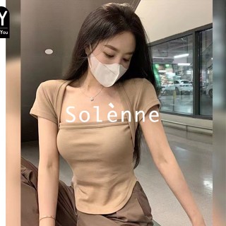 Solenne  เสื้อครอป เสื้อยืดผู้หญิง ครอป baby tee สาวเรโทร 2023 NEW Style พิเศษ Korean Style ทันสมัย ทันสมัย A99J209 36Z230909