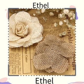 Ethel1 ดอกกุหลาบผ้ากระสอบ แฮนด์เมด ขนาด 9 ซม. สําหรับตกแต่งบ้าน 2 6 ชิ้น