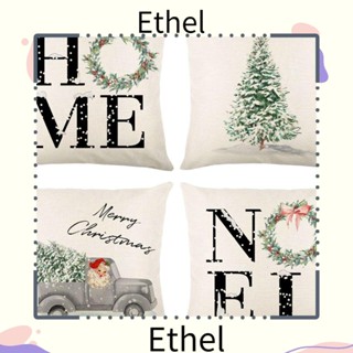 Ethel1 ปลอกหมอน ผ้าลินิน ลายคริสต์มาส สําหรับตกแต่งบ้าน ปาร์ตี้