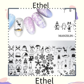 Ethel1 แม่แบบสแตนเลส ลายฉลุ สําหรับตกแต่งเล็บ