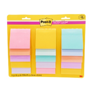 Post-it ซูเปอร์สติกกี้โน้ต รุ่น 654-15SSASSTJP คละสี 3x3 นิ้ว แพ็ค15เล่ม