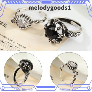 Melodygoods1 แหวนแฟชั่น สีเงิน ปรับได้ สําหรับงานปาร์ตี้