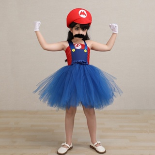 ชุดเดรสคอสเพลย์ การ์ตูนอนิเมะ Mario Pettiskirt Super Mario สําหรับเด็ก AA182