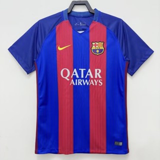 เสื้อกีฬาแขนสั้น ลายทีมชาติฟุตบอล Barcelona 2016-17 ชุดเหย้า สไตล์วินเทจ แห้งเร็ว ไซซ์ S-XXL สําหรับผู้ชาย