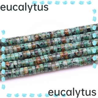 Eucalytus1 ลูกปัดพลอยเทอร์ควอยซ์ ทรงกลมแบน 6 มม. X 3 มม. 39 ซม. สําหรับทําเครื่องประดับ