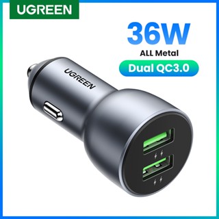 Ugreen 36W ที่ชาร์จในรถ ชาร์จเร็ว 3.0 USB QC 3.0 ชาร์จเร็ว สําหรับ Samsung โทรศัพท์มือถือในรถ ที่ชาร์จ USB