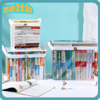 Zelth กระเป๋าเก็บหนังสือ แบบใส มีซิป กันฝุ่น วางซ้อนกันได้ สําหรับนักเรียน