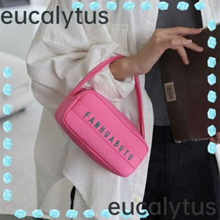 Eucalytus1 กระเป๋าถือ กระเป๋าสะพายไหล่ ผ้าฝ้าย ไนล่อน มีซิป แบบพกพา สําหรับสตรี