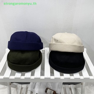 Strongaromonyu หมวกบีนนี่ ผ้าถัก ไร้ขอบ ลายหัวกะโหลก สไตล์ฮิปฮอป สตรีท แบบพกพา แฟชั่นสําหรับผู้หญิง และผู้ชาย