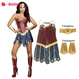 Wonder Woman ชุดเครื่องแต่งกาย ที่คาดผม หนัง PU ลายซูเปอร์ฮีโร่ มาร์เวล ซูเปอร์ฮีโร่ สําหรับผู้ใหญ่ ปาร์ตี้ฮาโลวีน