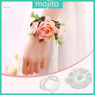 Mojito สายรัดข้อมือ ประดับลูกปัดไข่มุก ดอกไม้ ยืดหยุ่น DIY สําหรับเจ้าสาว งานแต่งงาน 8 ชิ้น