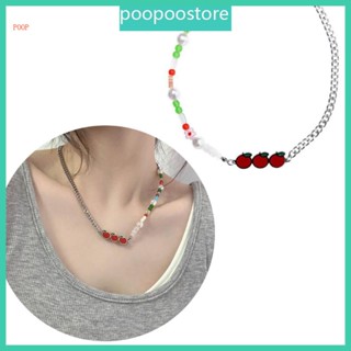 Poop สร้อยคอโช้คเกอร์ จี้รูปแอปเปิ้ล สําหรับผู้หญิง